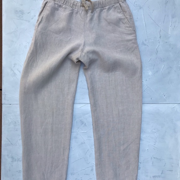 100% beige Linen draw string pants - Picture 6 of 6